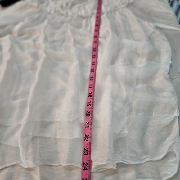 Tempo Paris Blouse Size Large Silk White Floral Lace Fairy Whimsy - Picture 11 of 13